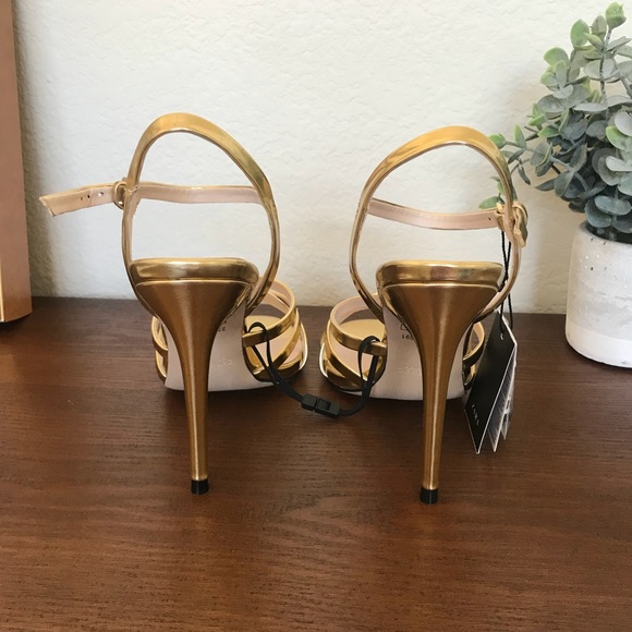 Zara Gold Strappy Heels - Picture 5 of 7